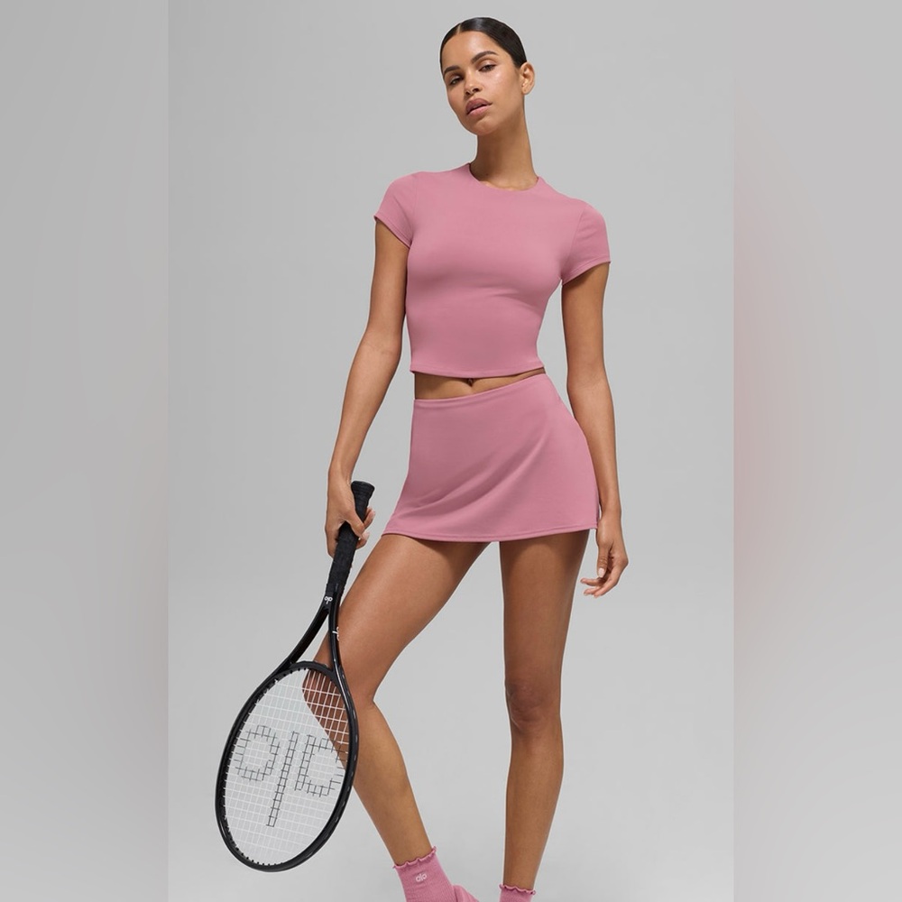 Alo yoga Softsculpt Precision Short Sleeve Top - Pink Wild Rose - Picture 3 of 7